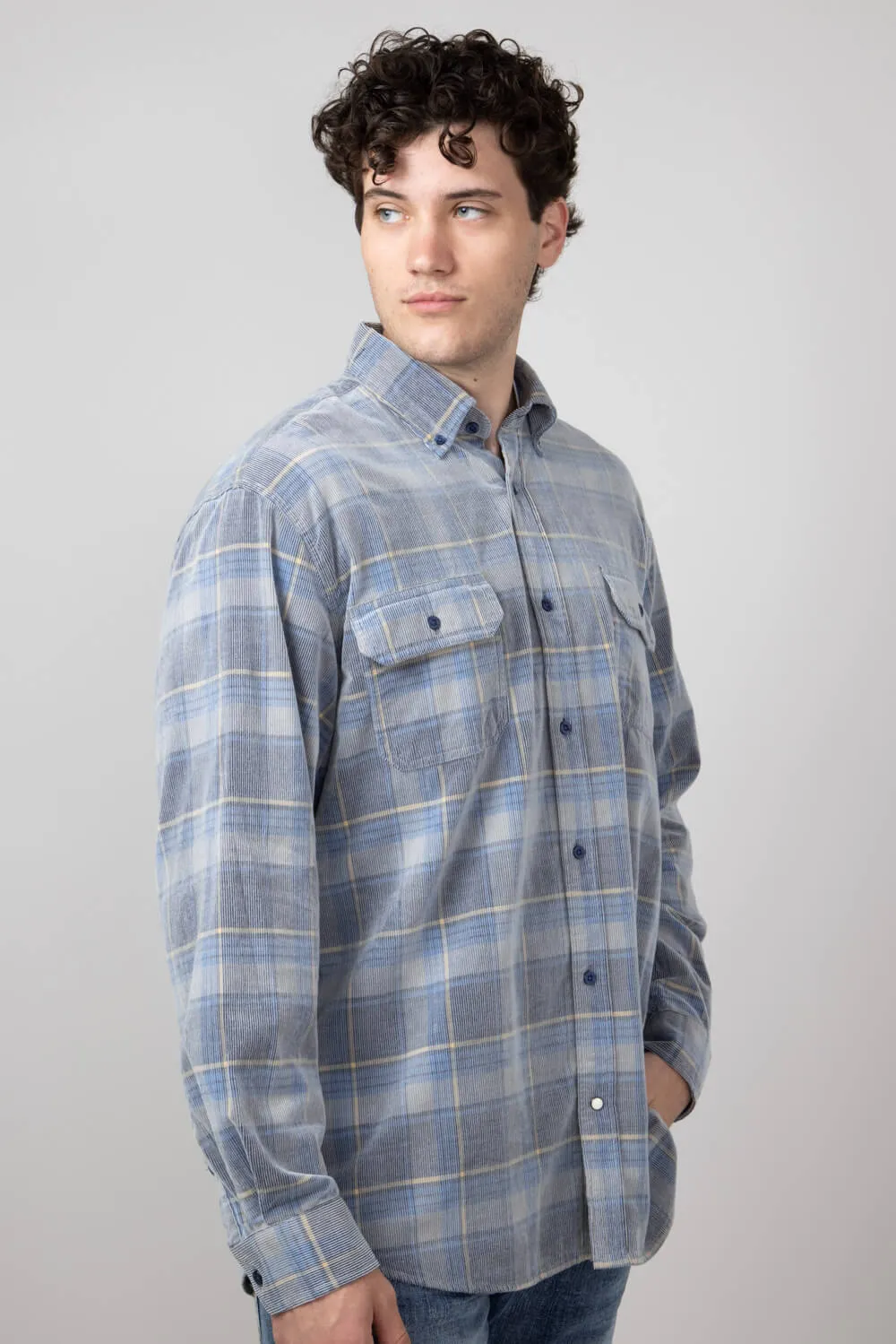1897 Legends Corduroy Shirt for Men in Ecru Blue | 361-ECRUMULTI SMU