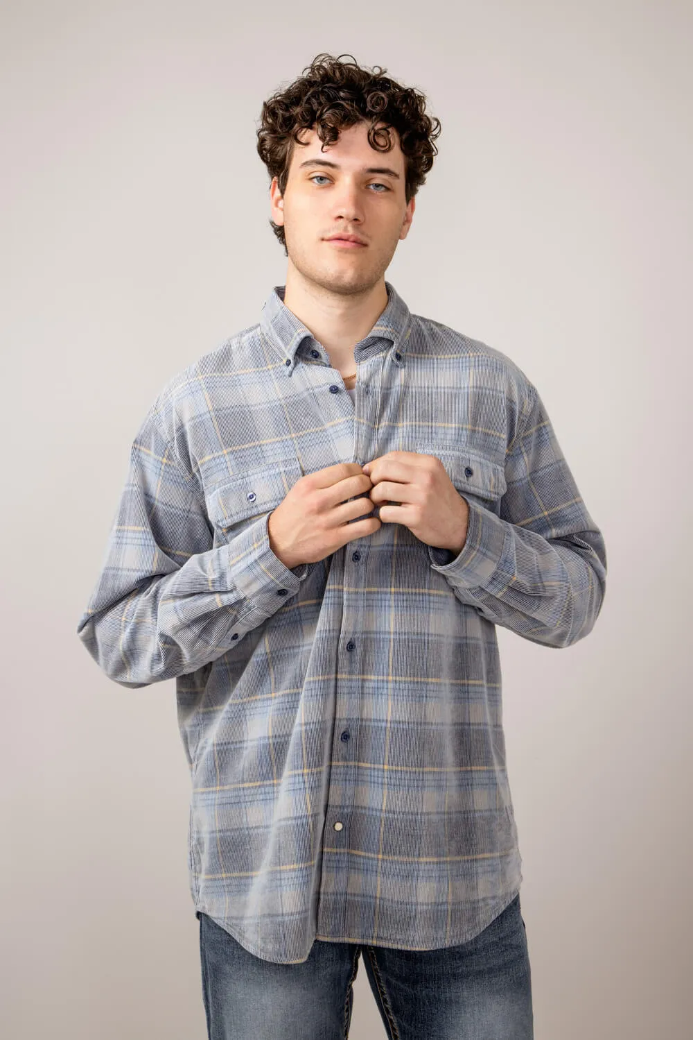 1897 Legends Corduroy Shirt for Men in Ecru Blue | 361-ECRUMULTI SMU