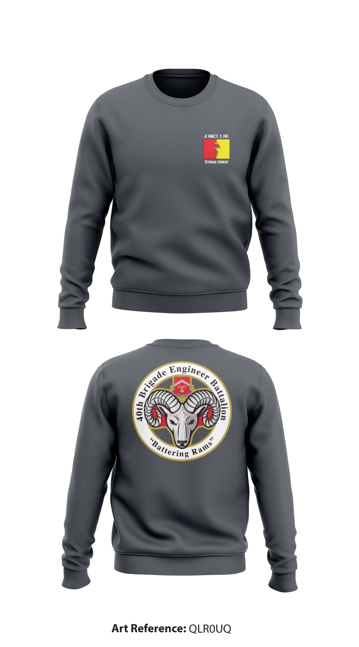 2/1 ABCT, 40th BEB (Rams) Store 1 Core Men's Crewneck Performance Sweatshirt - QLr0uq