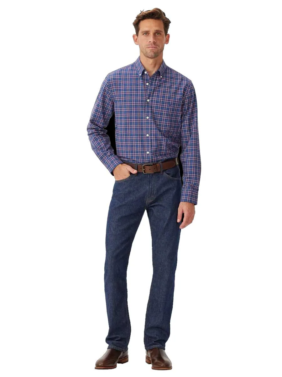 40% OFF RM WILLIAMS Regular Button Down Shirt - Men's - Indigo Check - Size: LARGE & 3XL