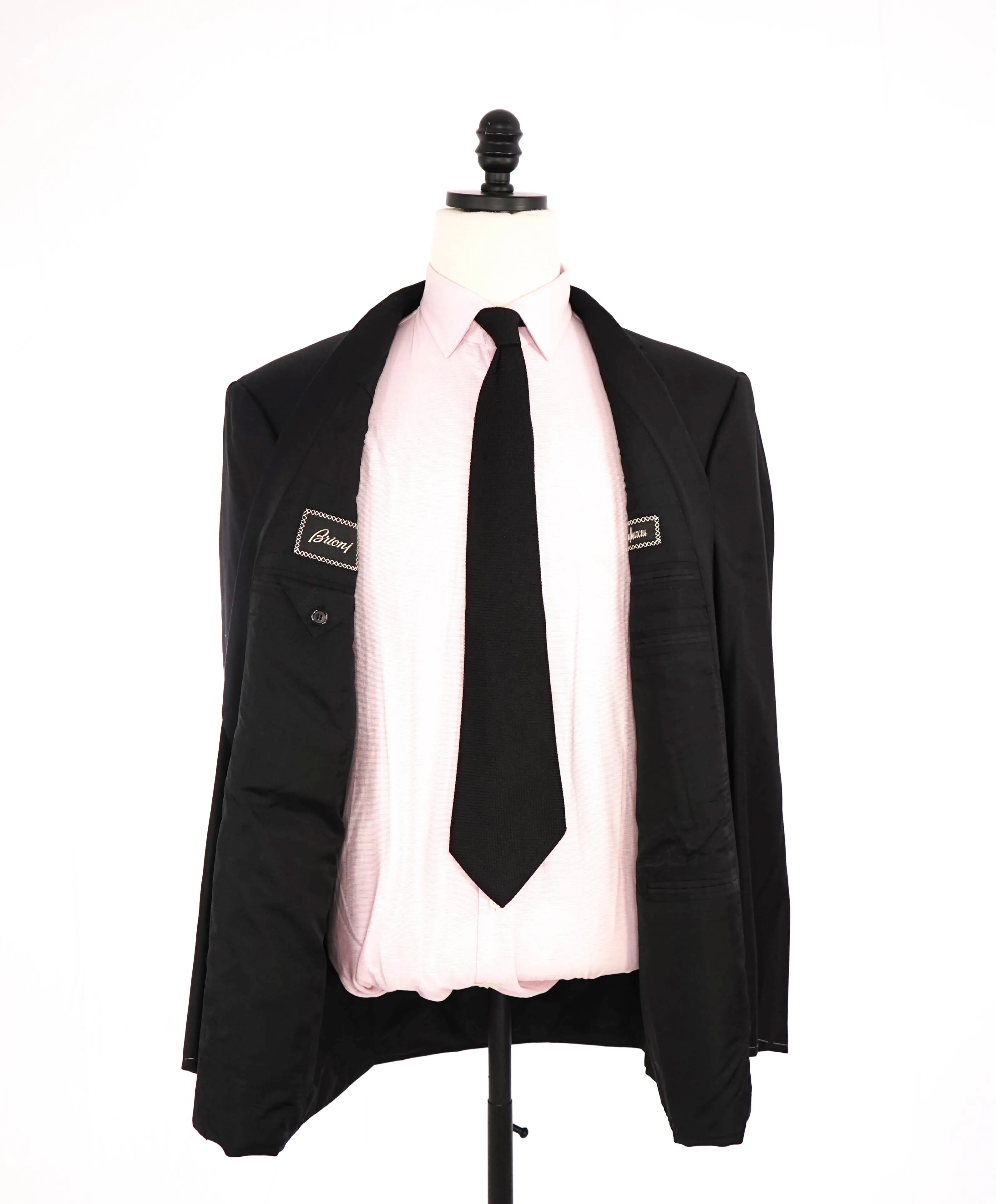$6300 BRIONI - Classic Solid Black 2-Btn *CELEB FAVE* 160's Suit - 46R