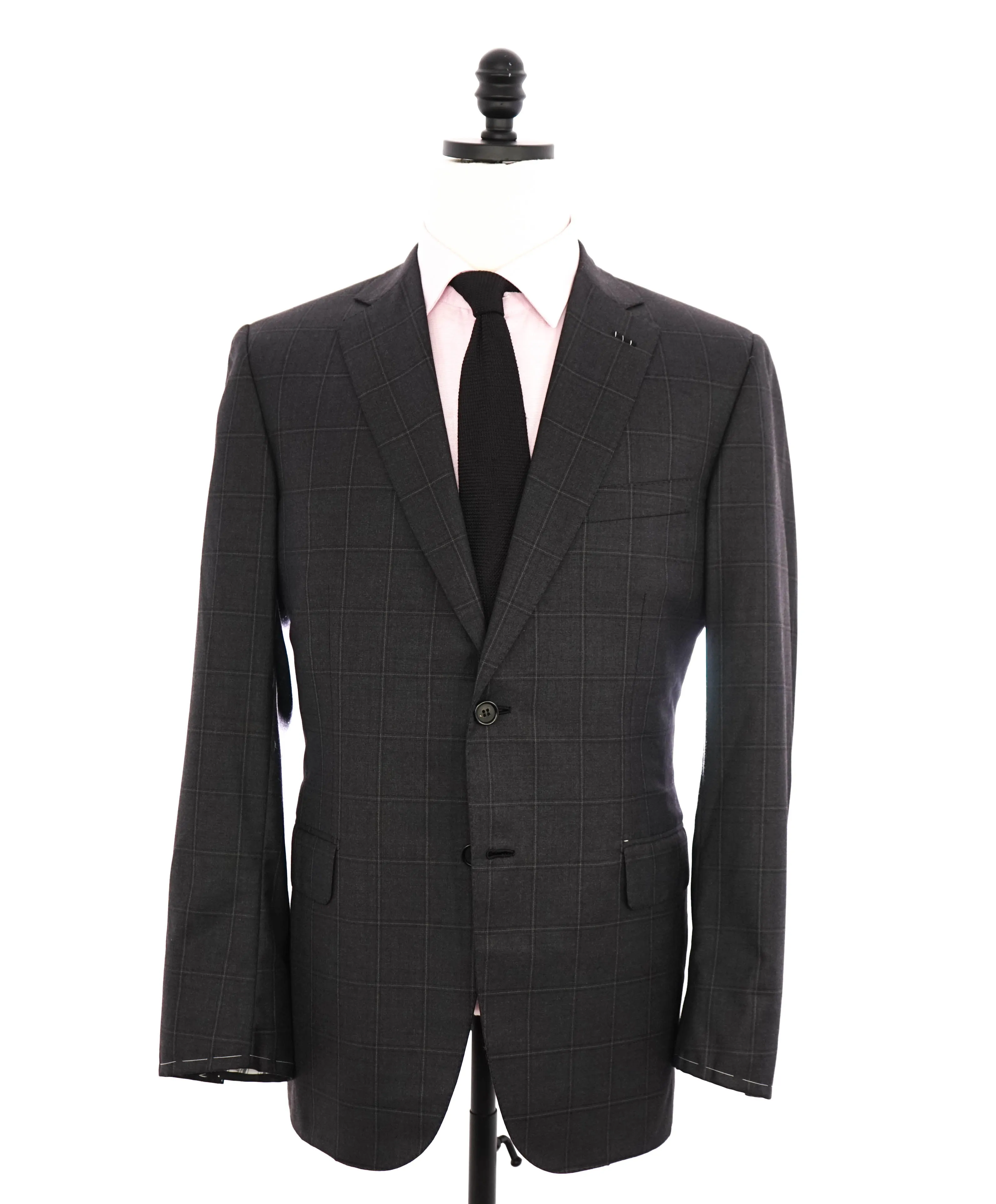 $6700 BRIONI - Gray Chalk Windowpane Super 160's Suit - 40R