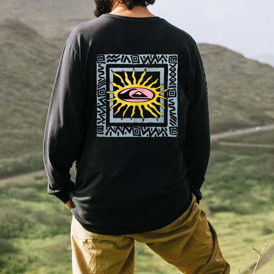 Abstract Patterned Long Sleeve Cotton Tee-B