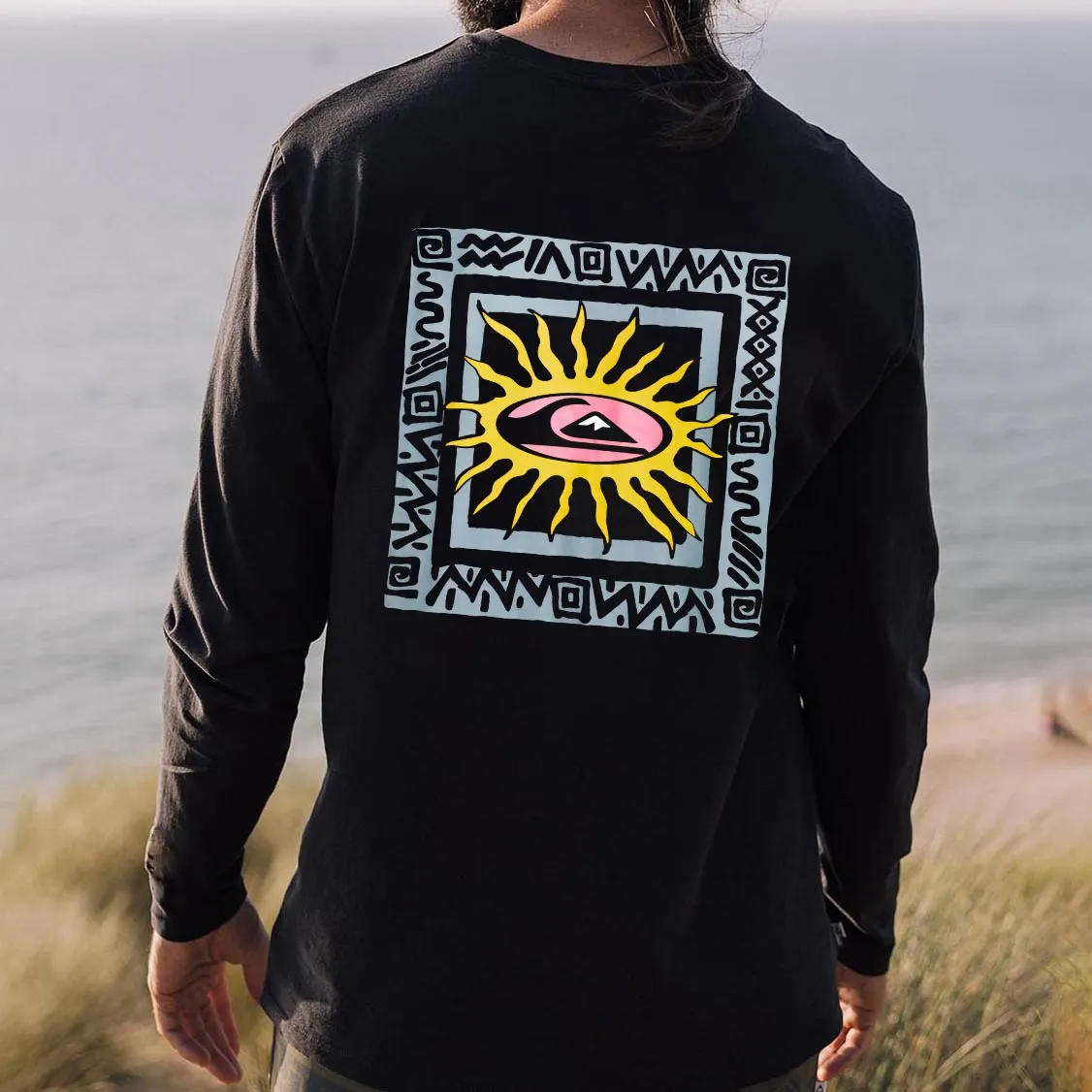 Abstract Patterned Long Sleeve Cotton Tee-B