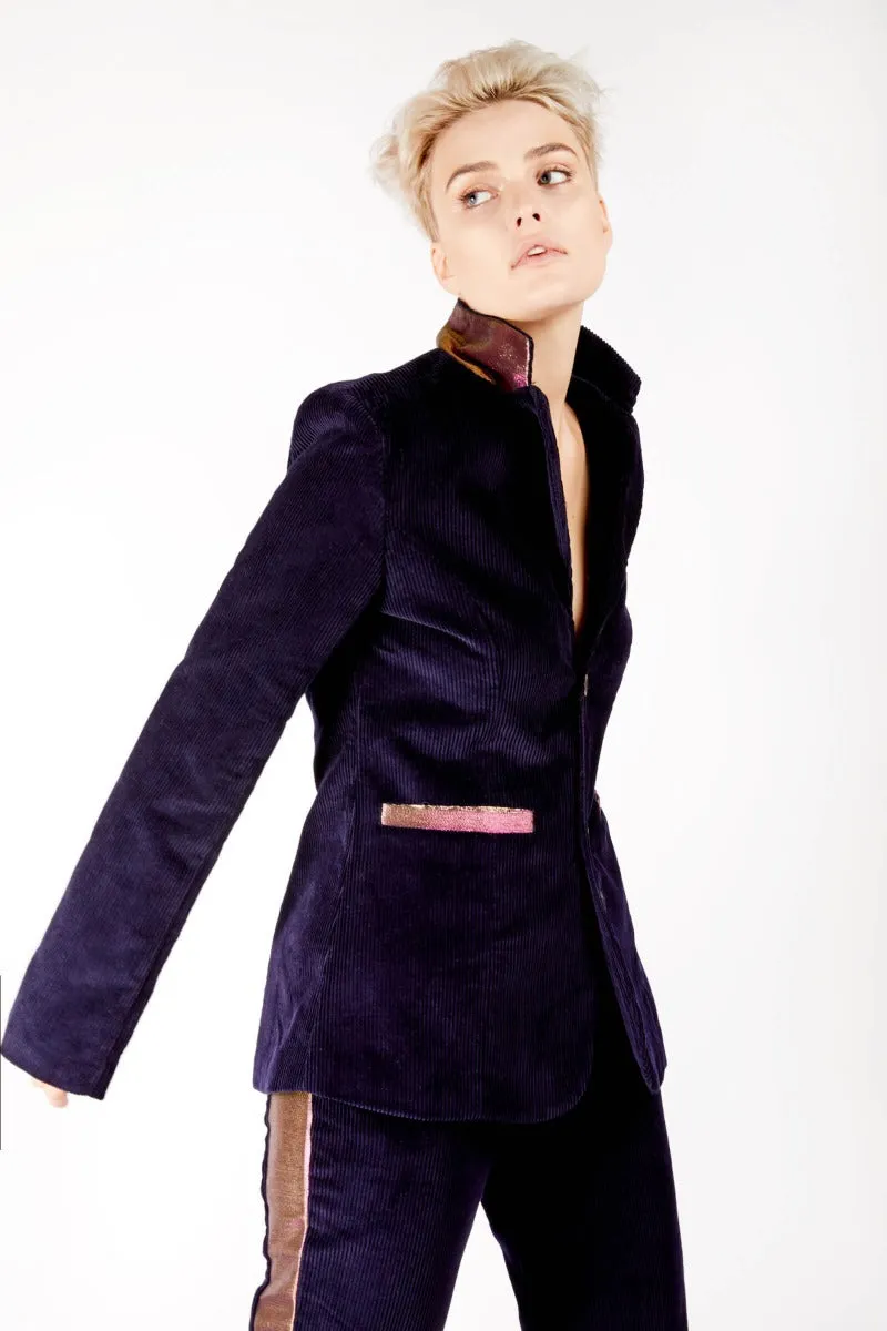 Adrian Schachter Navy Corduroy Suit Jacket