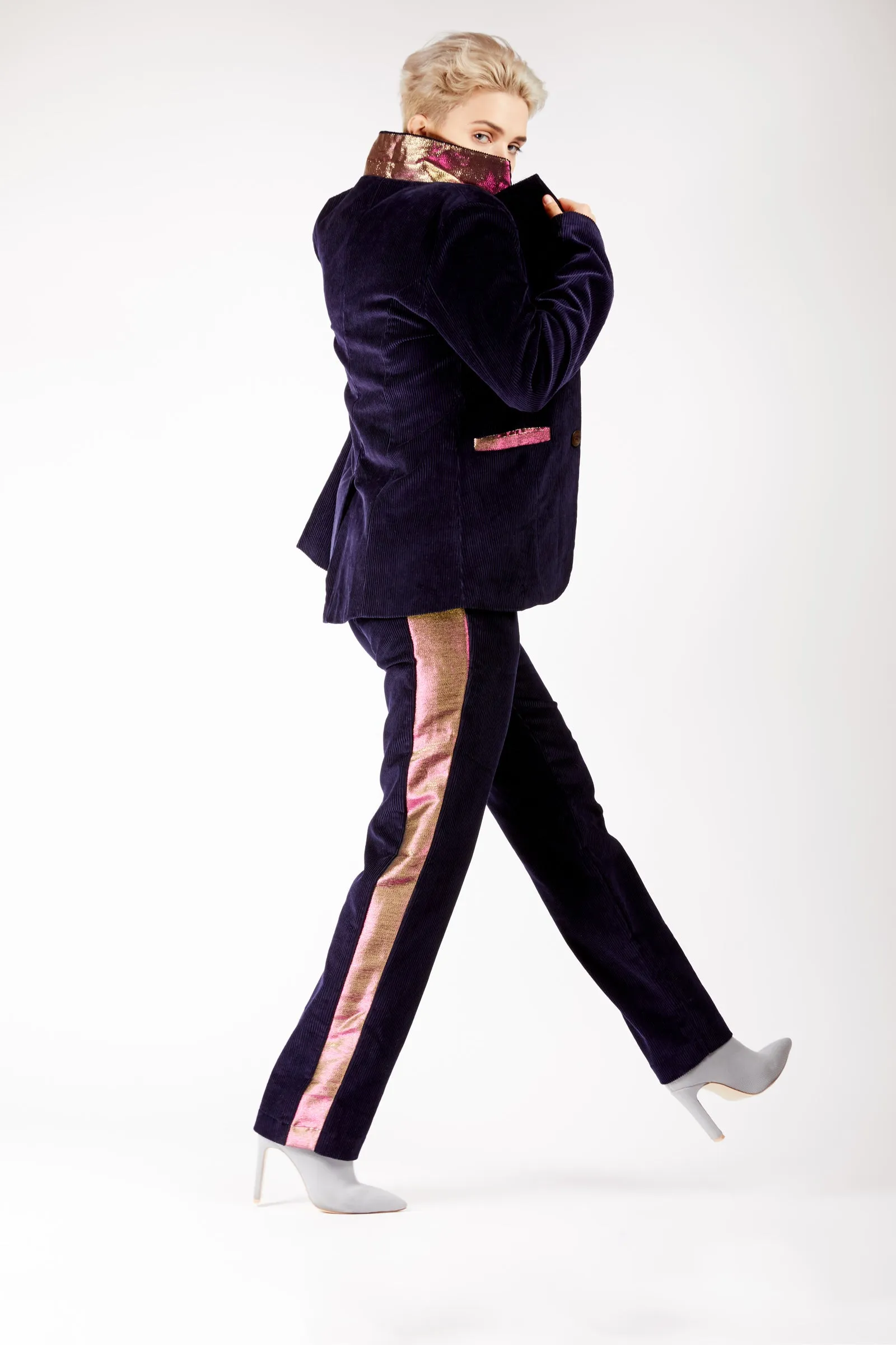 Adrian Schachter Navy Corduroy Suit Trousers