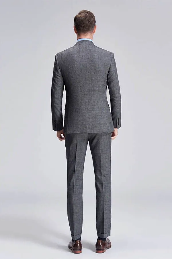 Advanced Grey Plaid Mens Suits for Business Peak Lapel Bespoke Suits for Men Sale