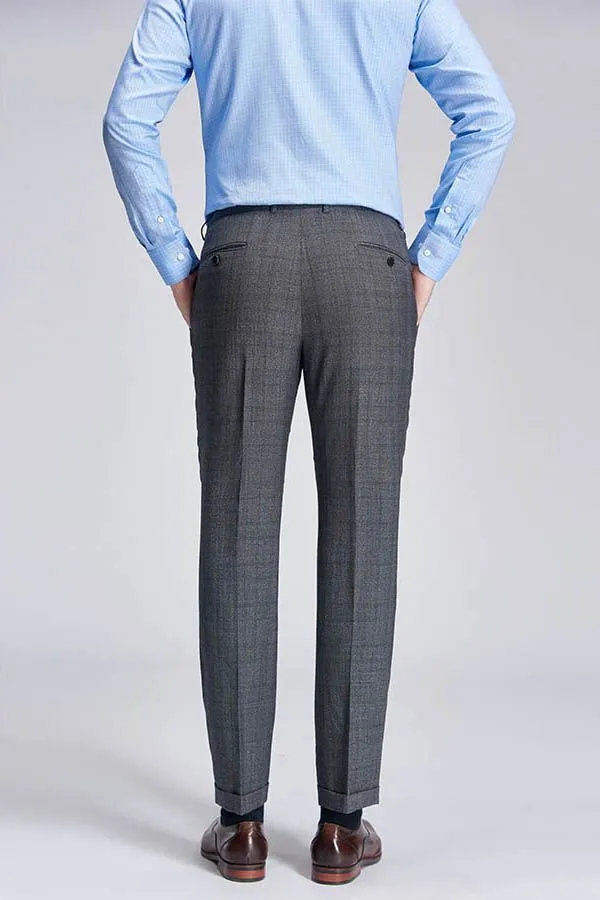 Advanced Grey Plaid Mens Suits for Business Peak Lapel Bespoke Suits for Men Sale
