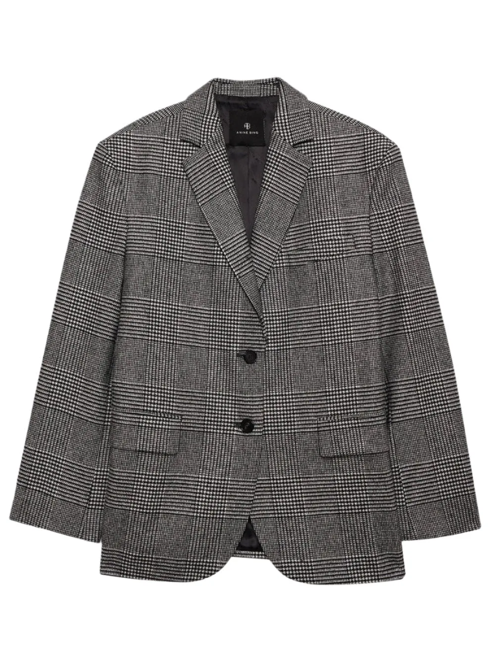 Anine Bing Quinn Blazer in Black/Grey Plaid Multi