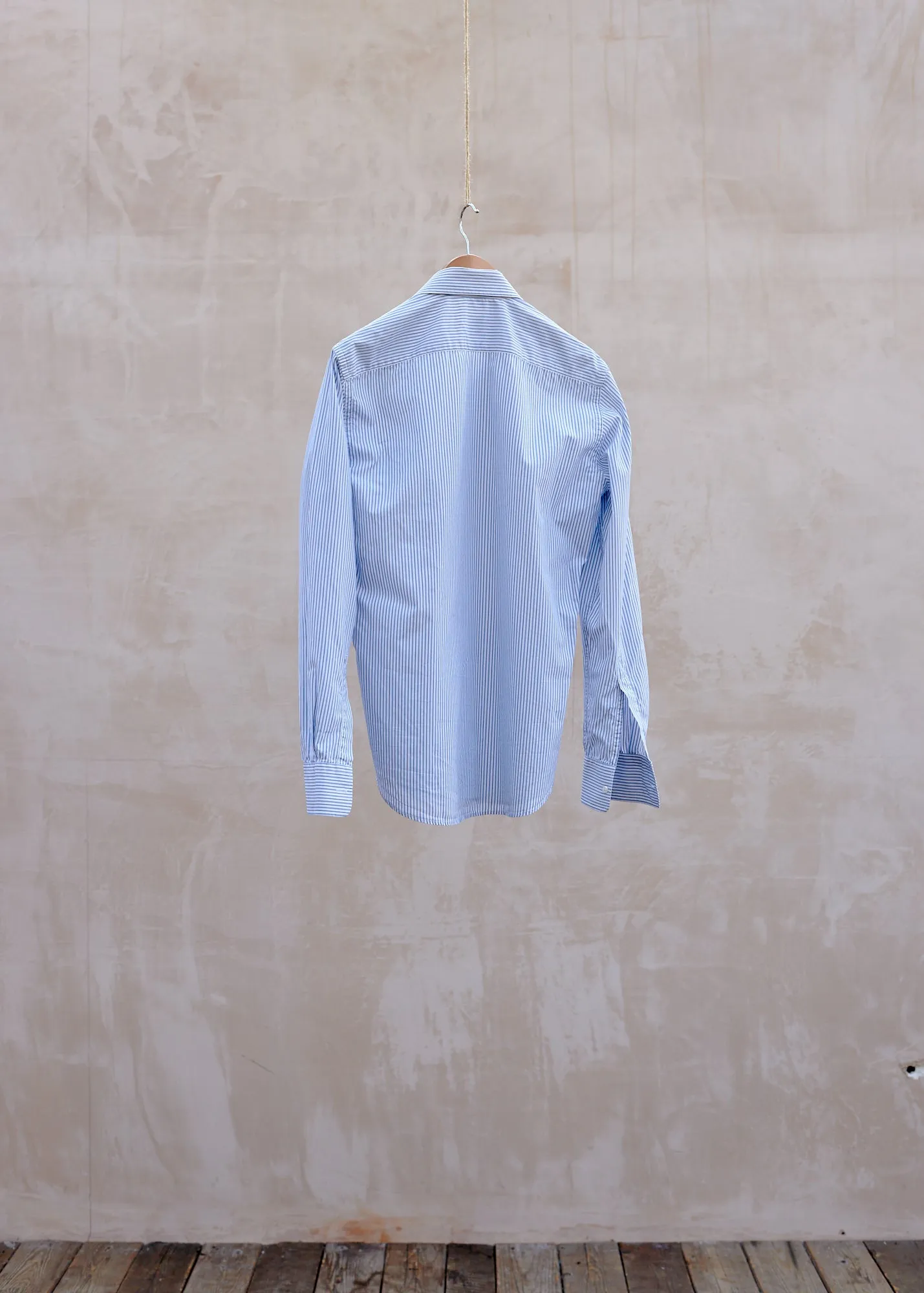 Aspesi Blue/White Striped Cotton Shirt - M