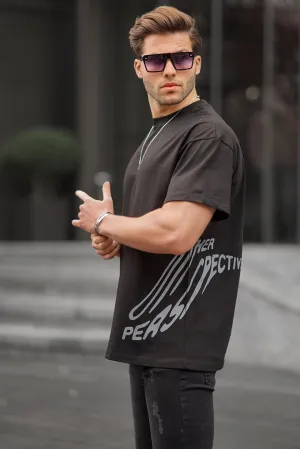Black Patterned Men's T-Shirt 6178