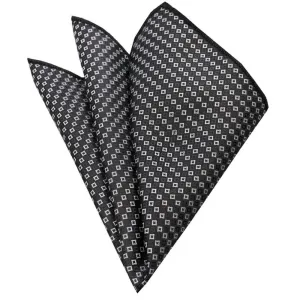 Black White Snowflakes Mens Pocket Square - Premium Silk Handkerchiefs for Suits