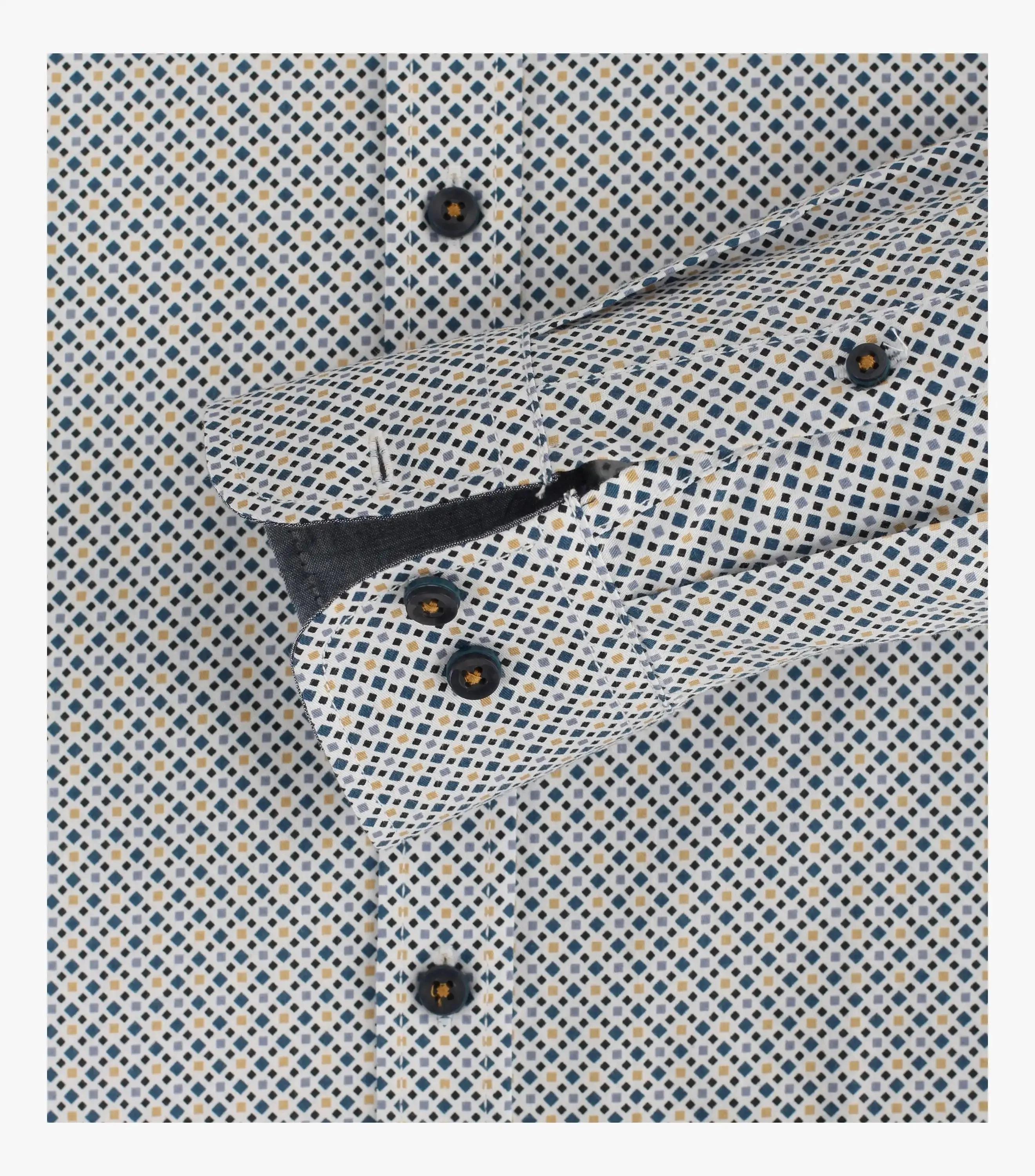 Casa Moda Men's Long Sleeve Patterned Shirt Comfort Fit Blue/Yellow