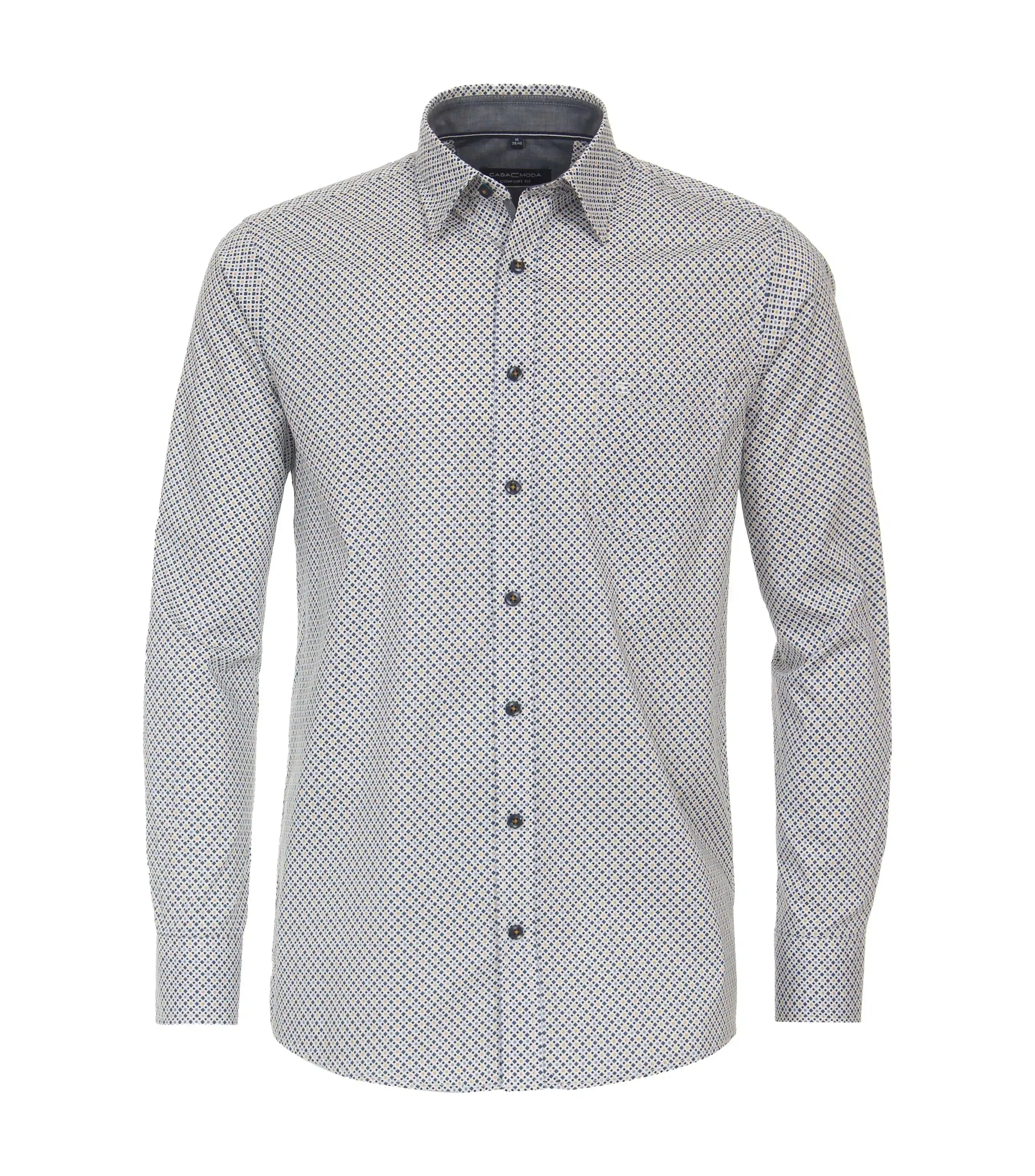 Casa Moda Men's Long Sleeve Patterned Shirt Comfort Fit Blue/Yellow