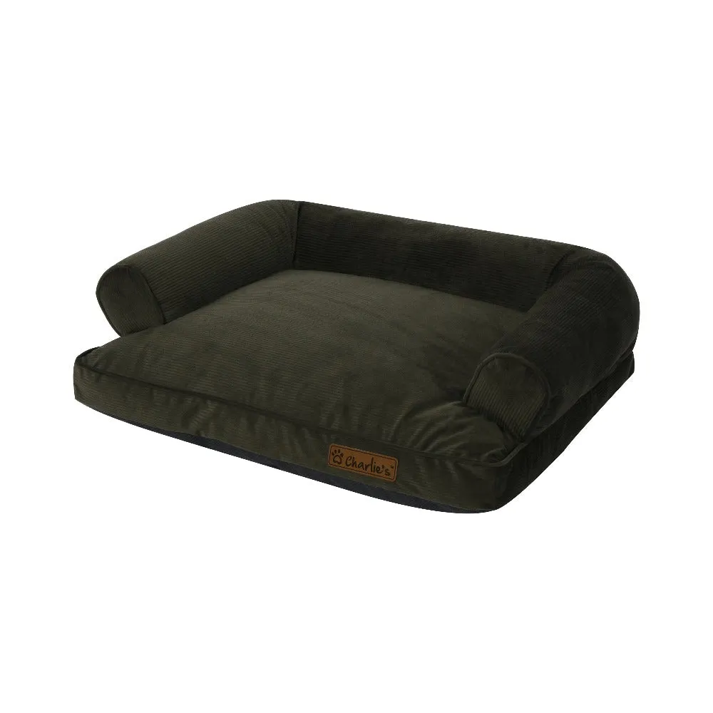 Charlie's Corduroy Dog Sofa Bed Green Medium