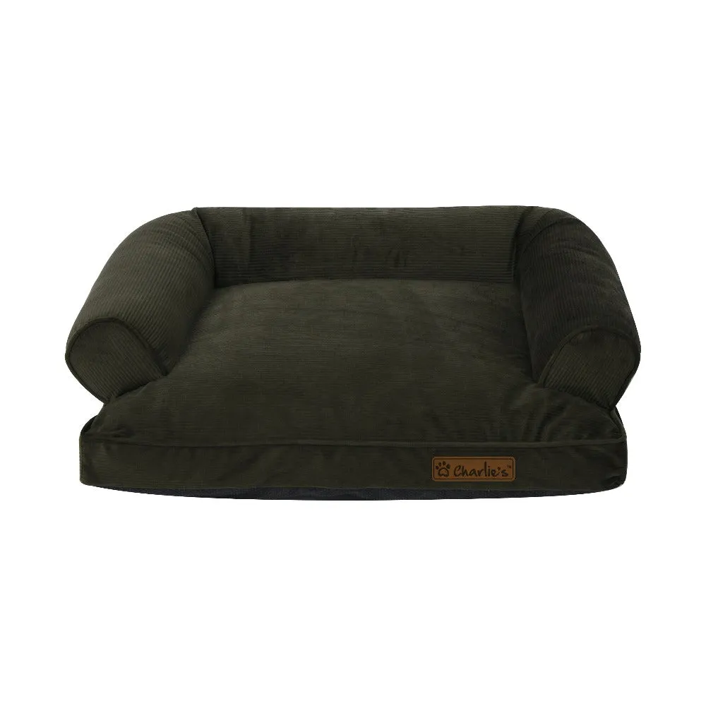 Charlie's Corduroy Dog Sofa Bed Green Medium