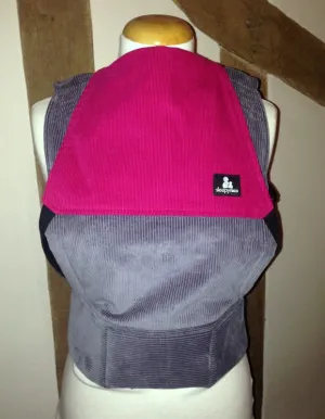 Comfy Cord in grey and hot pink - Toddler Size Carrier