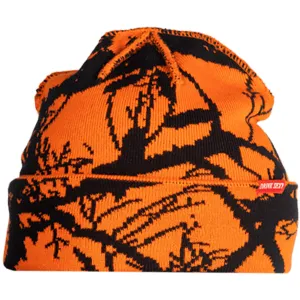 Corduroy Twig Camo Beanie Safety Orange