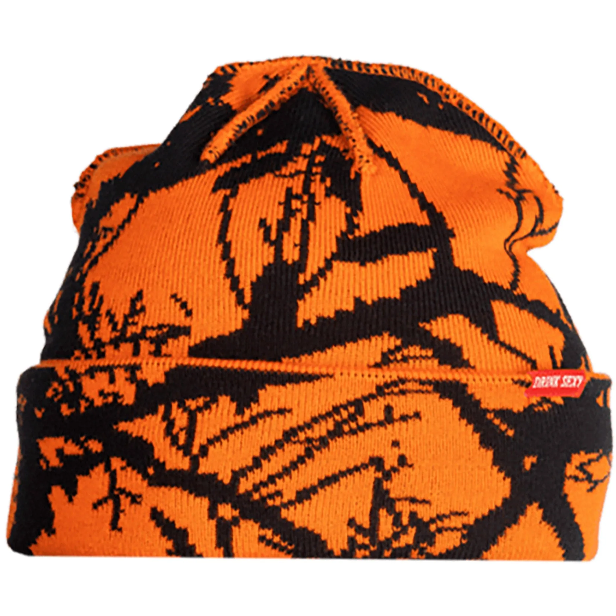 Corduroy Twig Camo Beanie Safety Orange