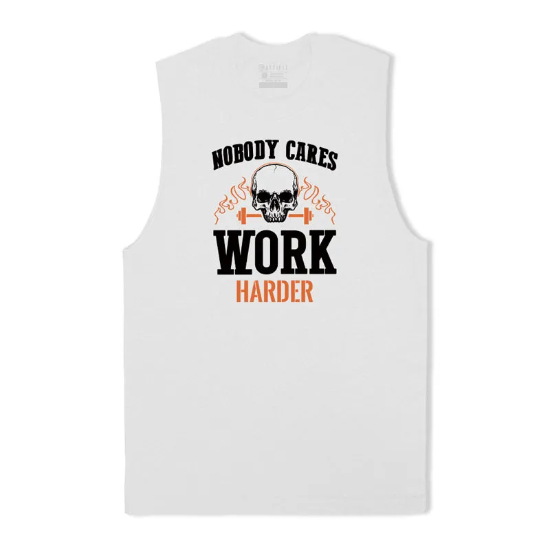 Cotton Skull Work Harder Men's Tank Top