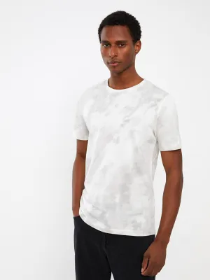 Crew Neck Short Sleeve Patterned Combed Cotton Men's T-Shirt