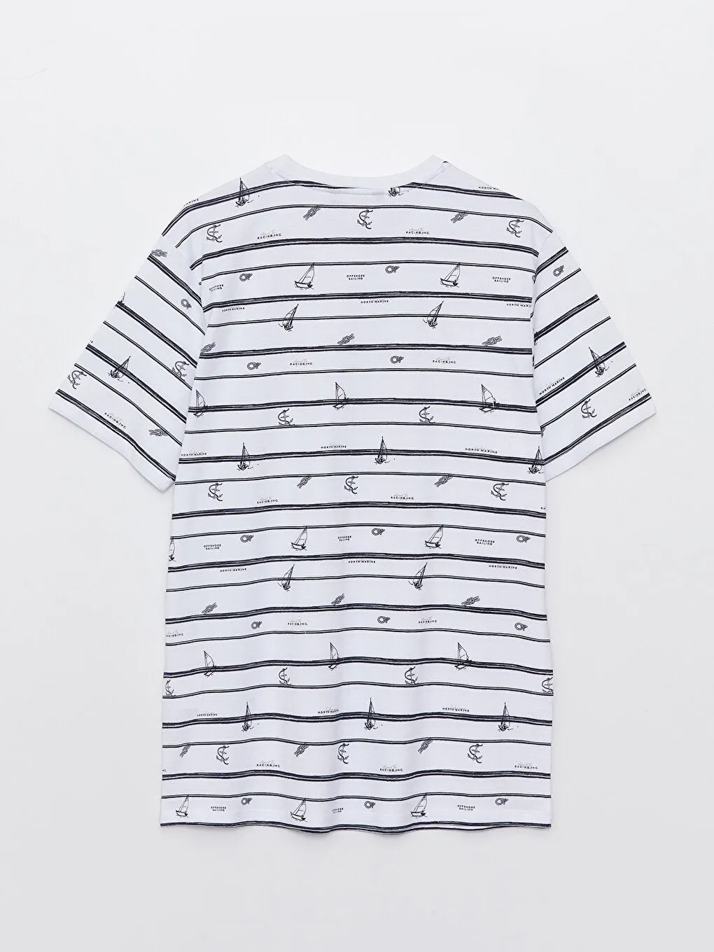 Crew Neck Short Sleeve Patterned Combed Cotton Men's T-Shirt