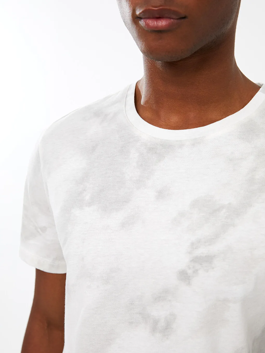 Crew Neck Short Sleeve Patterned Combed Cotton Men's T-Shirt