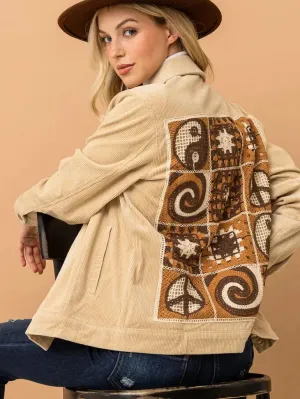 Crochet Back Corduroy Jacket