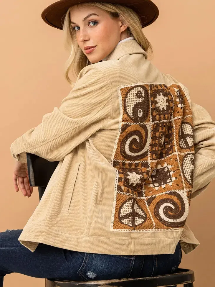Crochet Back Corduroy Jacket