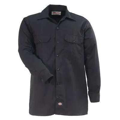 Dickies Shirts: Men's Twill Long Sleeve Work Shirt - Black