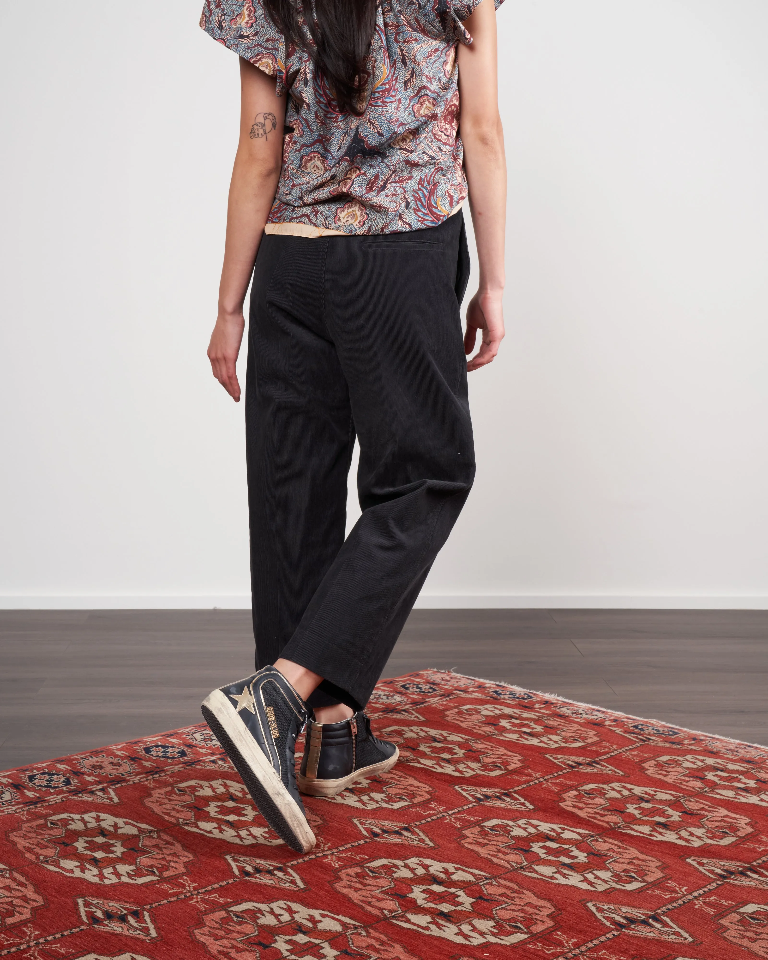 drawstring corduroy pant - slate
