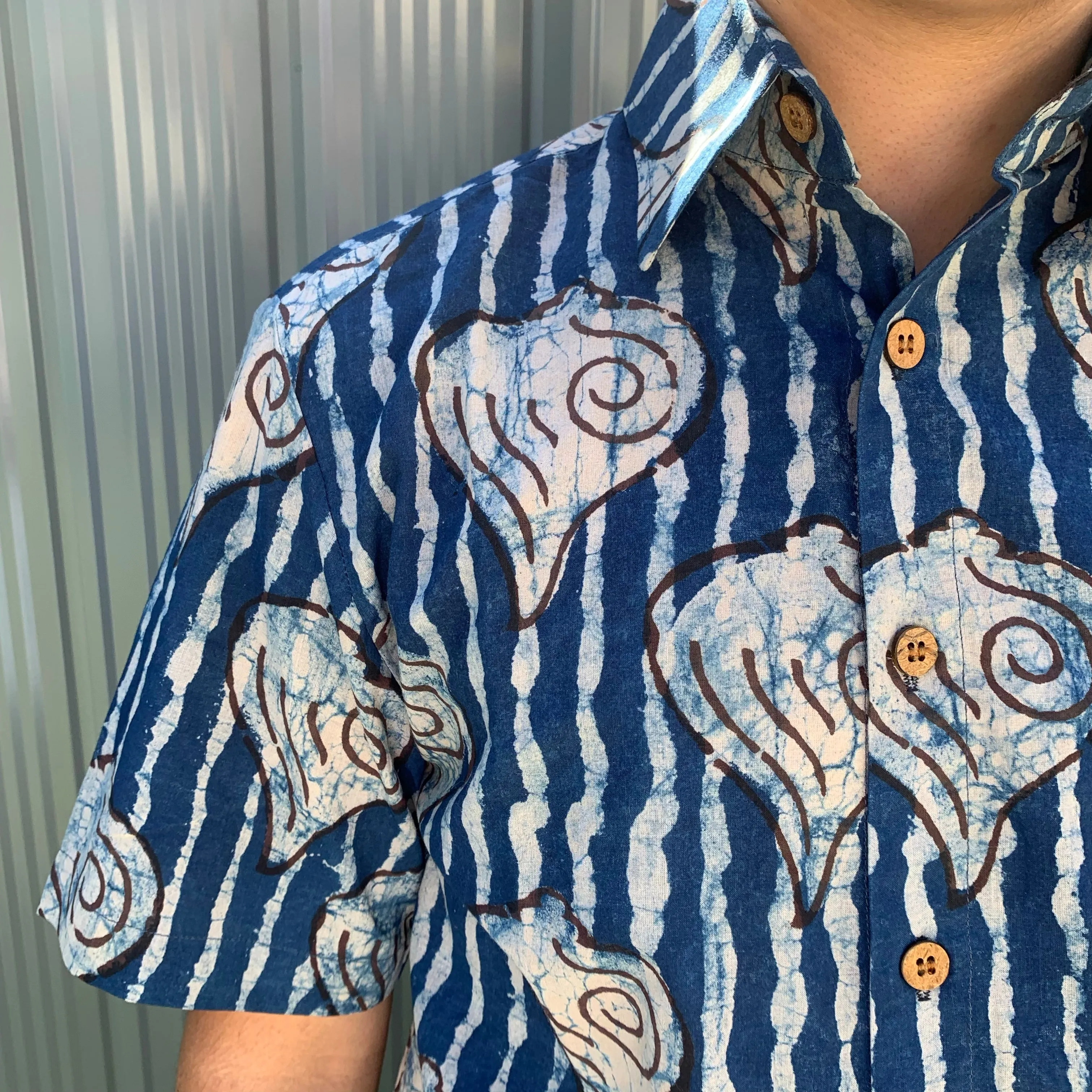 Fair Trade Ethical Dabu Cotton Shirt in Shell Design