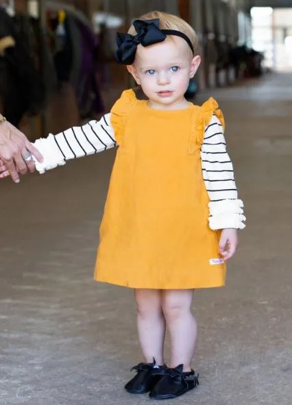 Golden Yellow Corduroy Jumper Dress