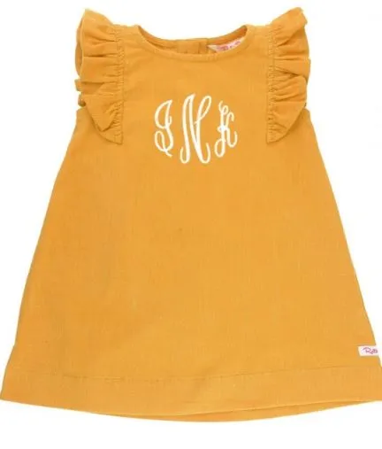 Golden Yellow Corduroy Jumper Dress