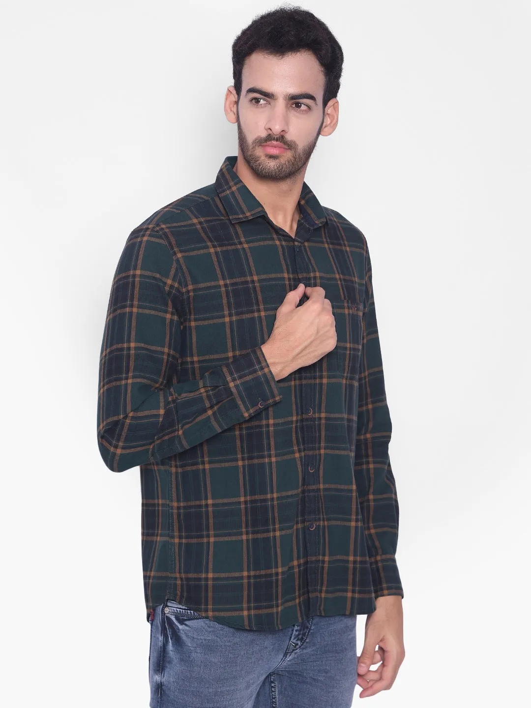 Green Checked Corduroy Shirt