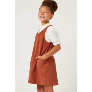 Hayden Girls Zip Up Sleeveless Corduroy Dress