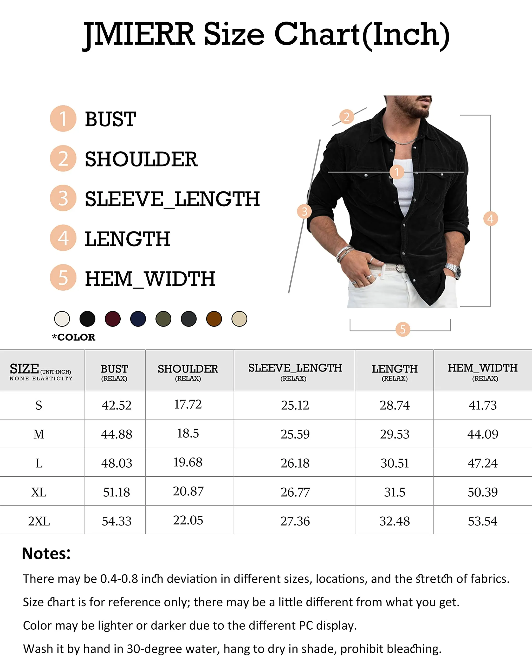 JMIERR Mens Cotton Corduroy Shirt Casual Button Down Long Sleeve Shirt with Flap Pockets