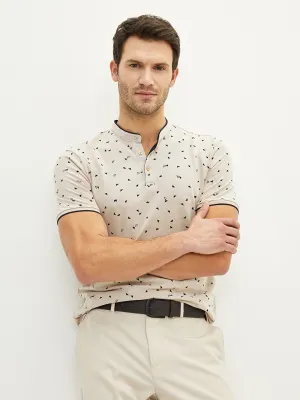 Judge Collar Short Sleeve Patterned Pique Men's T-Shirt