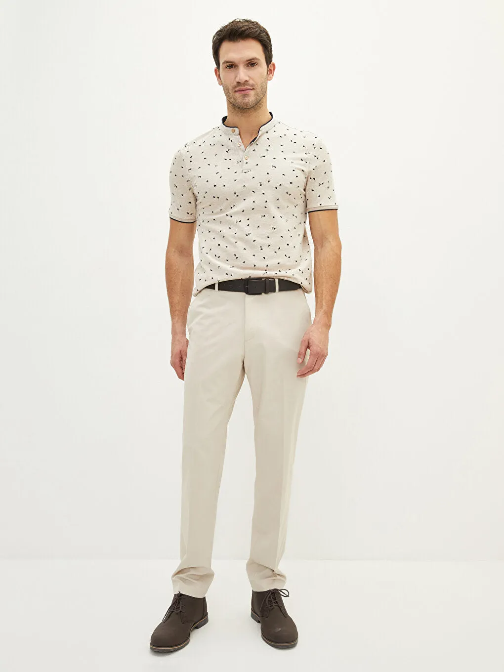 Judge Collar Short Sleeve Patterned Pique Men's T-Shirt
