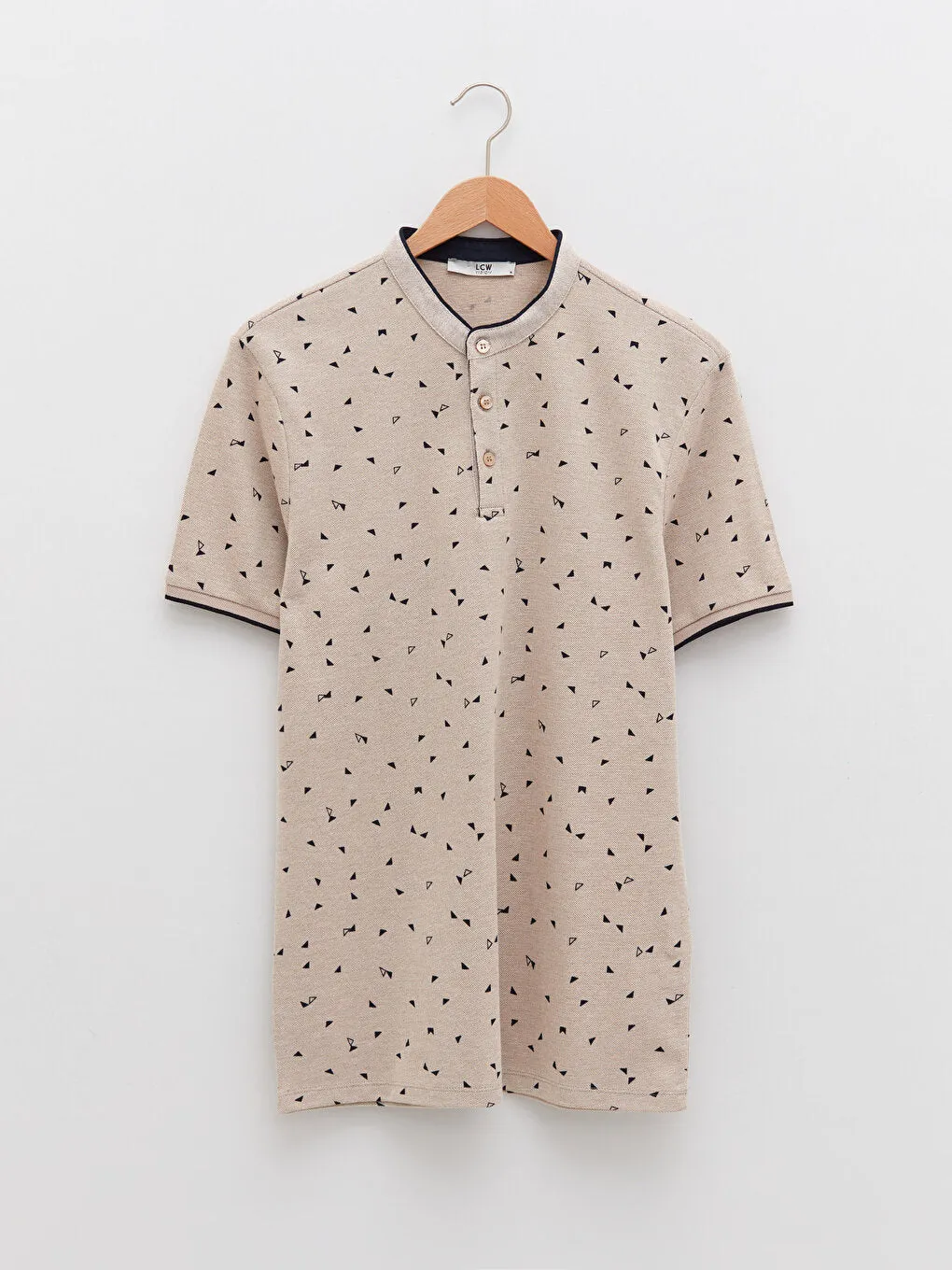 Judge Collar Short Sleeve Patterned Pique Men's T-Shirt
