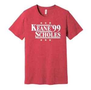 Keane & Scholes '99 - Manchester Football Legends Political Campaign Parody T-Shirt - Hyper Than Hype Shirts