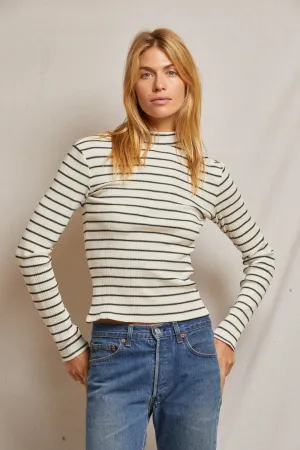 Lauryn L/S Mock Neck Stripe