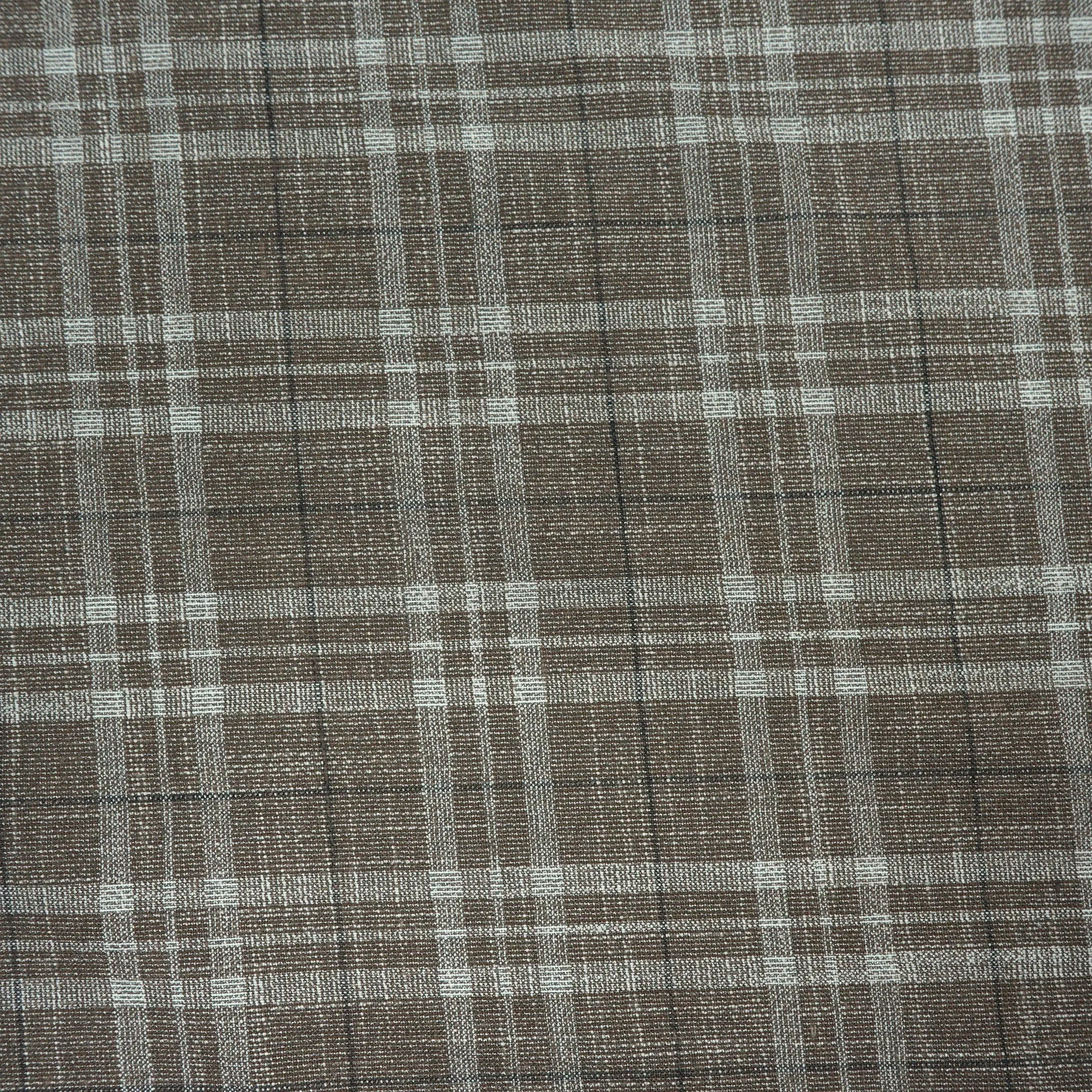 Light Brown And White Lines Plaid Dormeuil Rising Sun Fabric