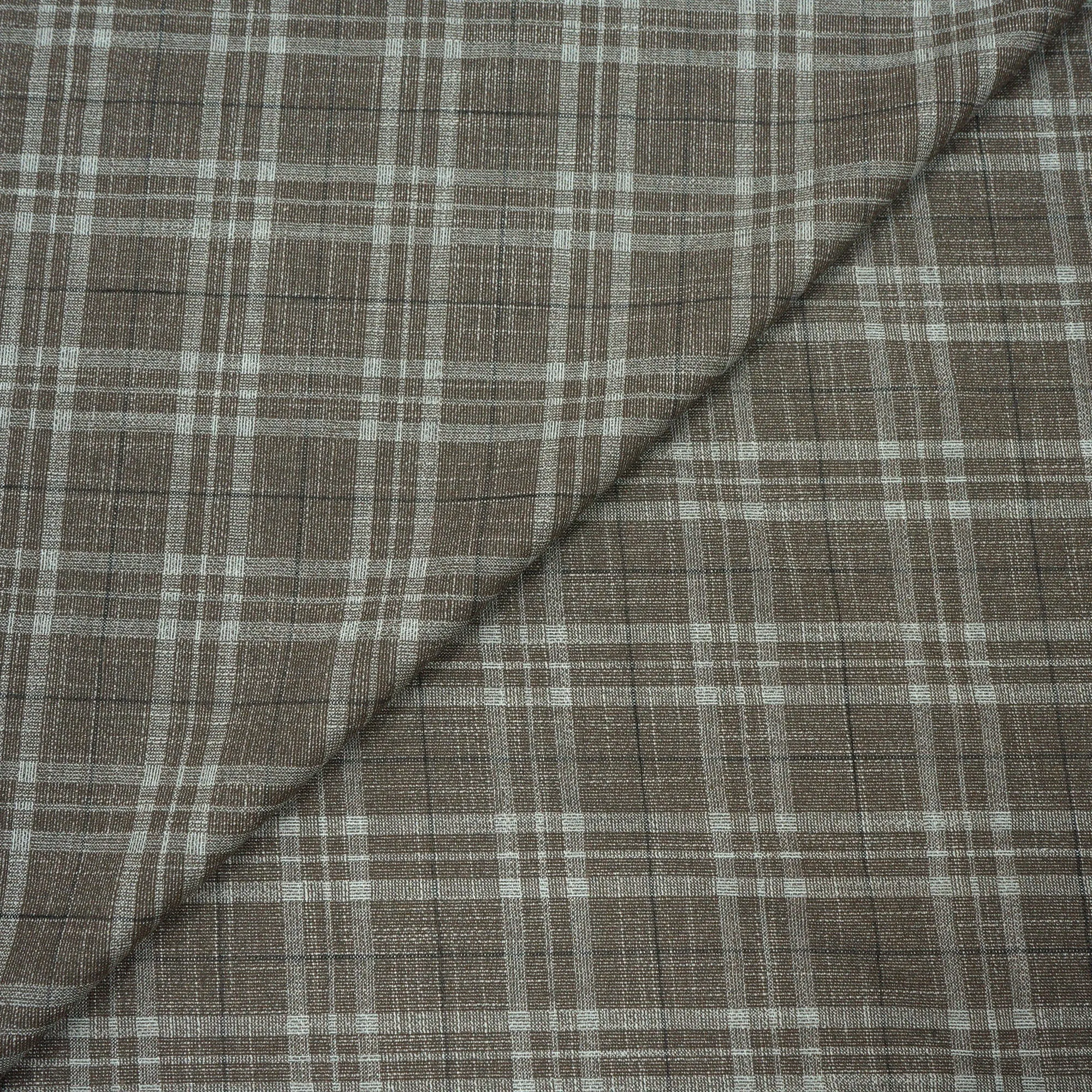 Light Brown And White Lines Plaid Dormeuil Rising Sun Fabric