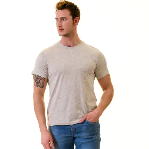 Light Gray Melange European Made & Designed Premium Quality T-Shirt - Crew Neck Short Sleeve T-Shirts
