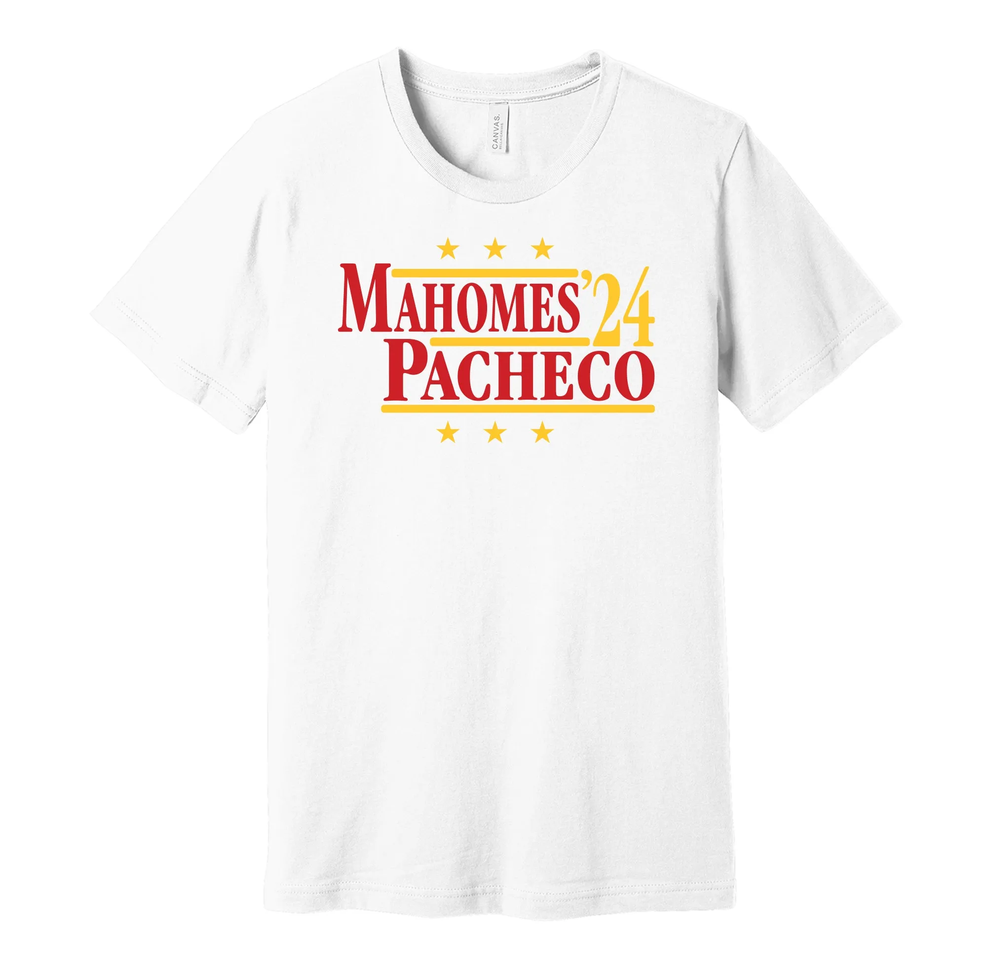 Mahomes & Pacheco '24 - Kansas City Football Political Campaign Parody T-Shirt - Hyper Than Hype Shirts