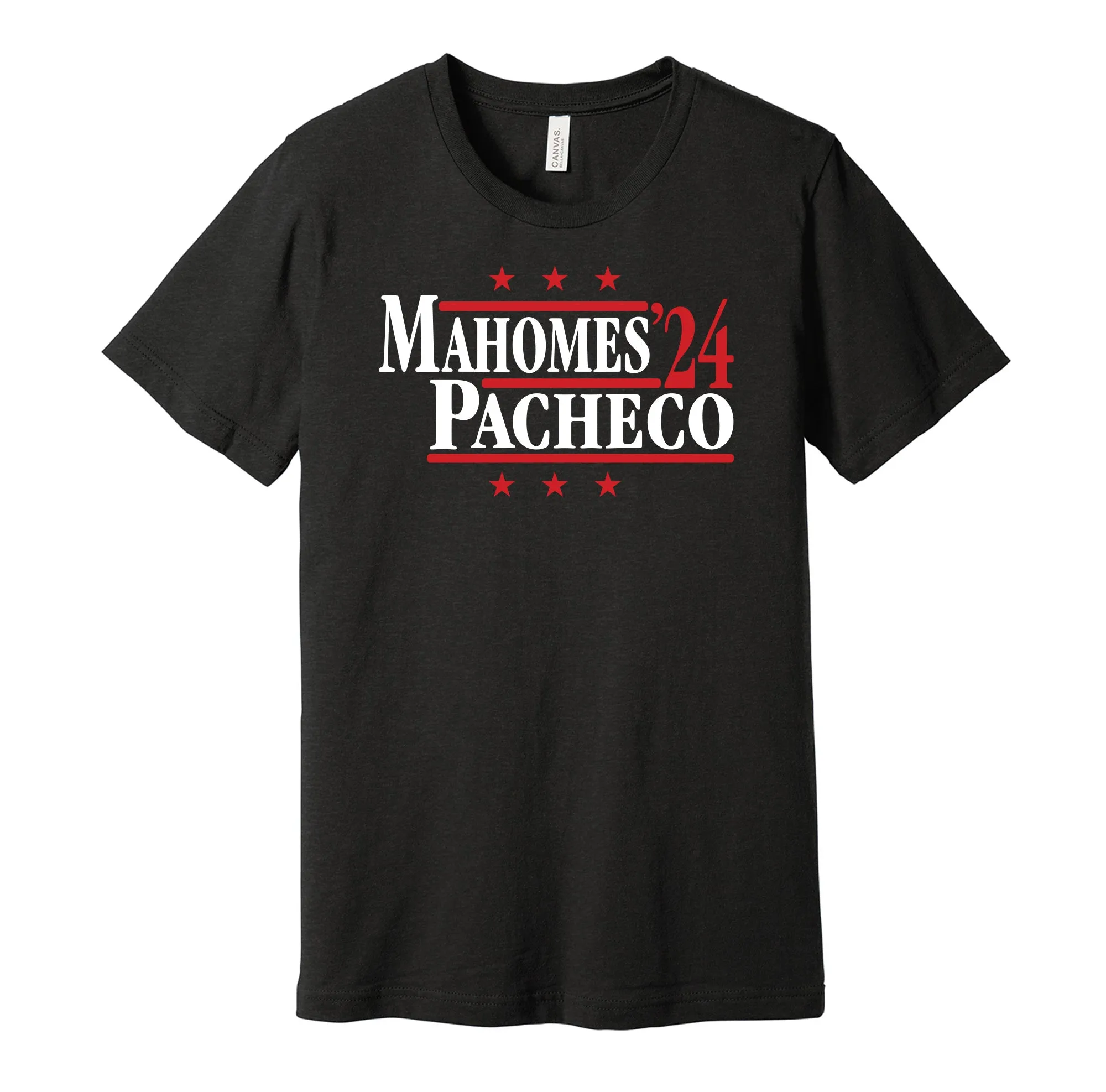 Mahomes & Pacheco '24 - Kansas City Football Political Campaign Parody T-Shirt - Hyper Than Hype Shirts