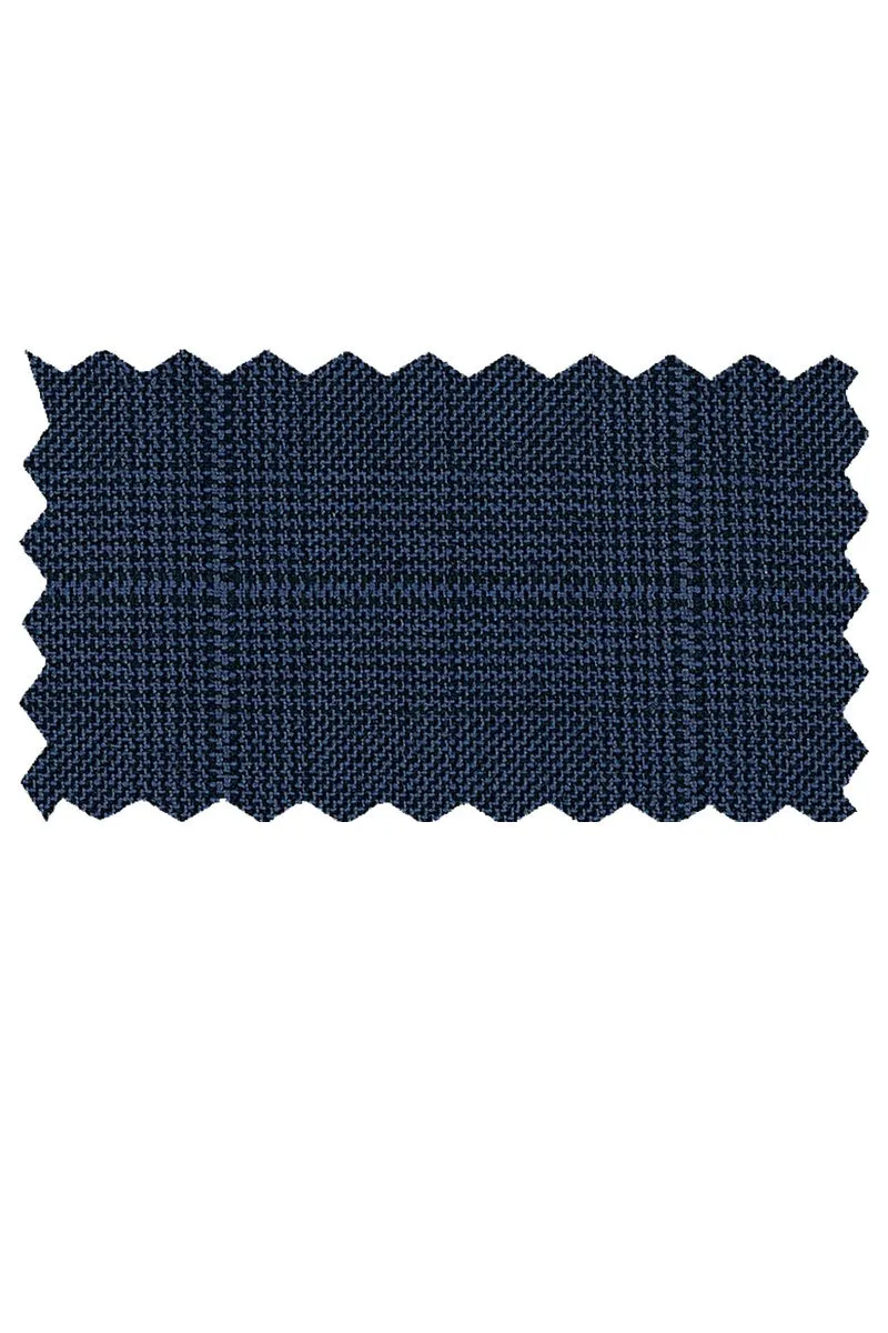 Mantoni Dark Blue Plaid Suit (2-Piece Set)