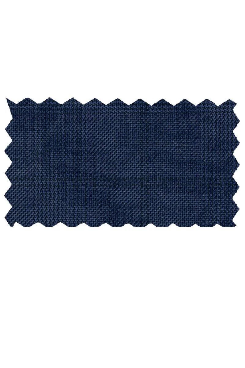 Mantoni Dark Blue Windowpane Suit (2-Piece Set)