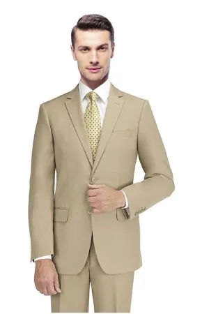 Mantoni New Solid Beige Suit (2-Piece Set)